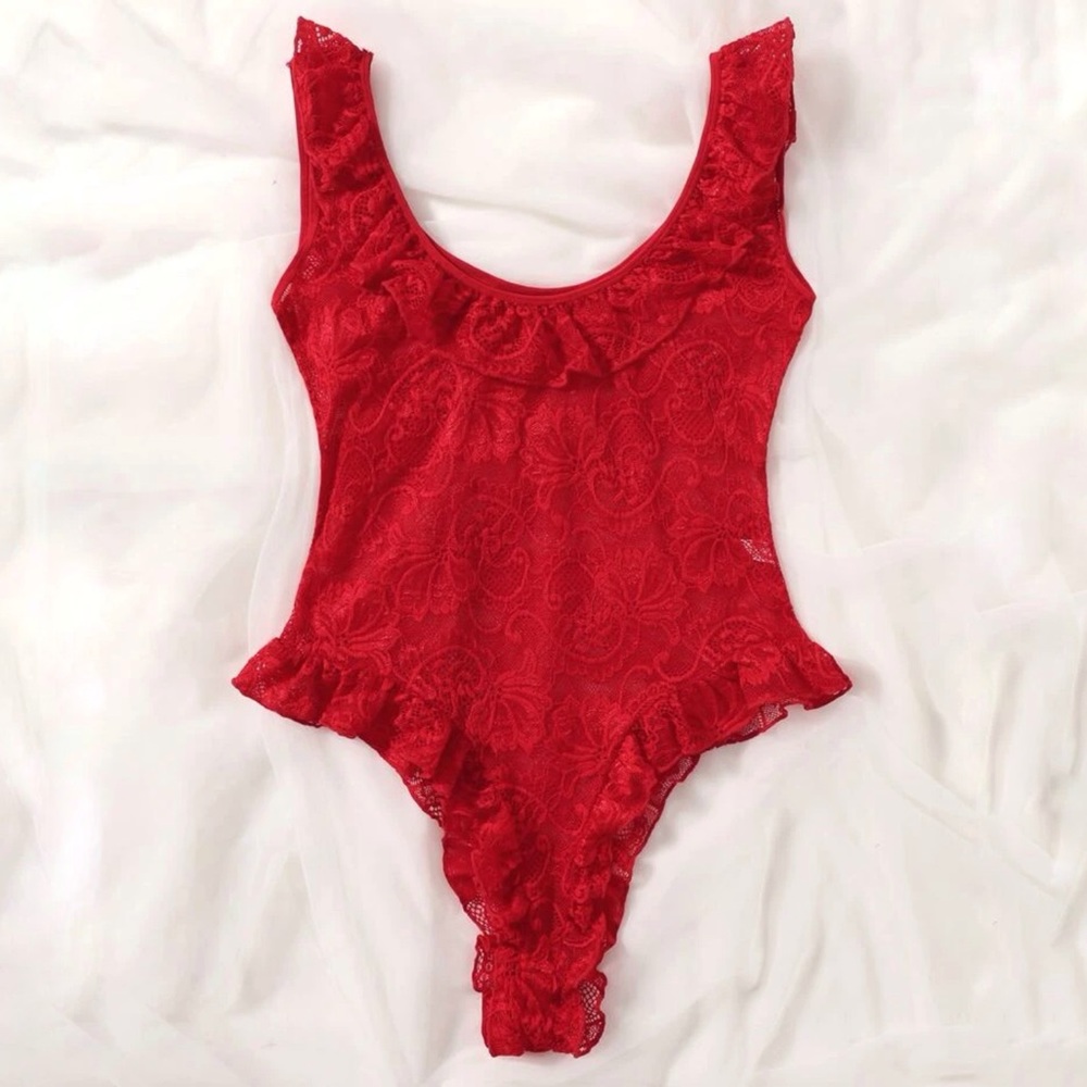 New Red Lace Large Bodysuit Lingerie